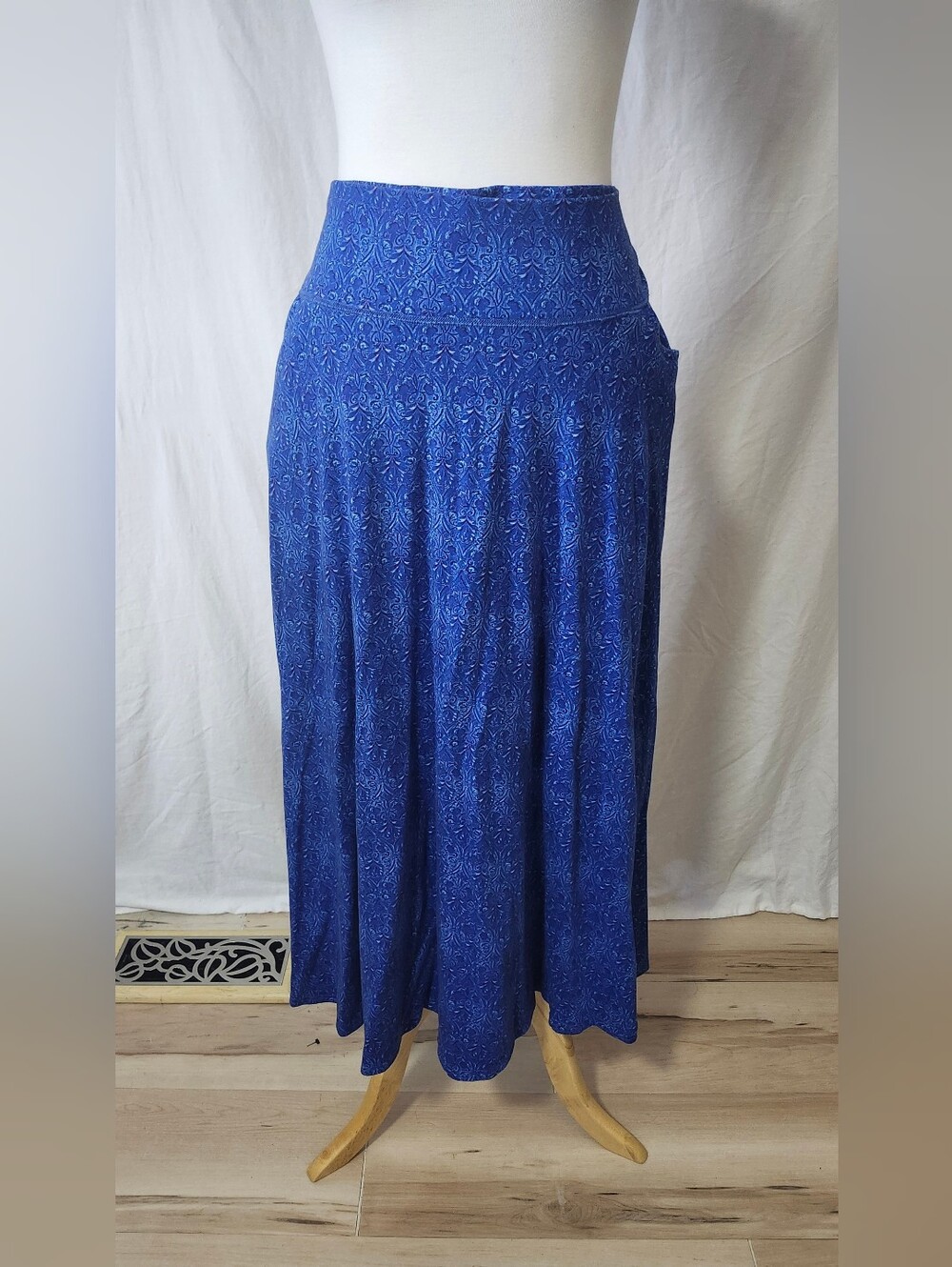 Blue Sky Bamboo Blend Women's Maxi Skirt - Classic A-Line Comfort. Blue.